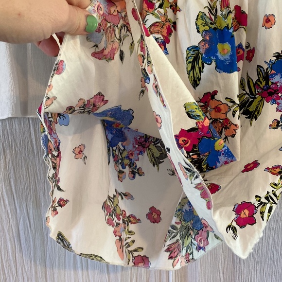 Mine Cold Shoulder Floral Blouse with Ties - Picture 3 of 5